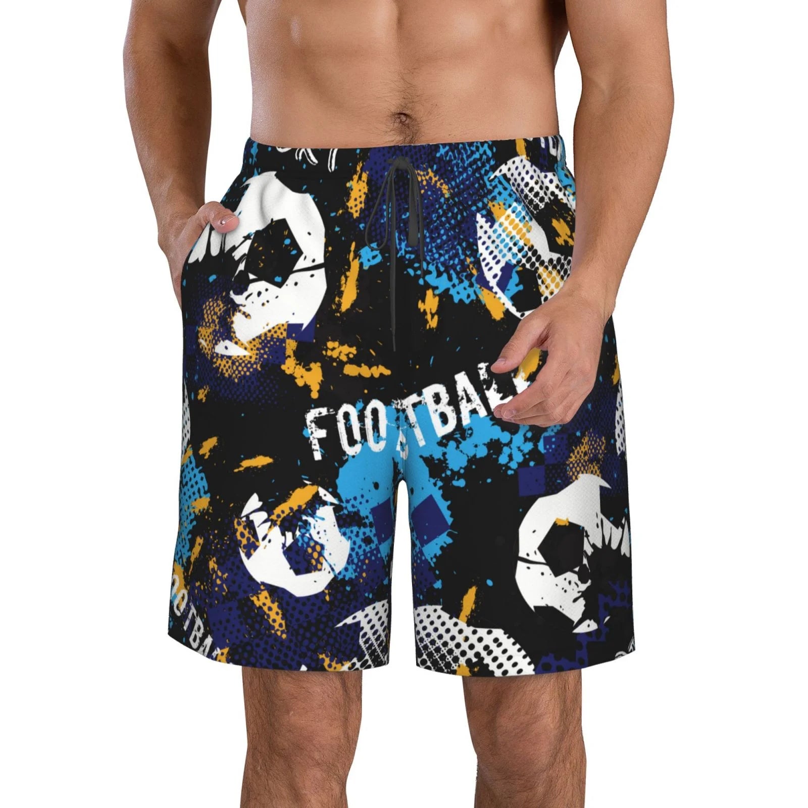 Kll Football Men'S Casual Summer Beach Shorts Hawaiian Shorts With Pockets-Small