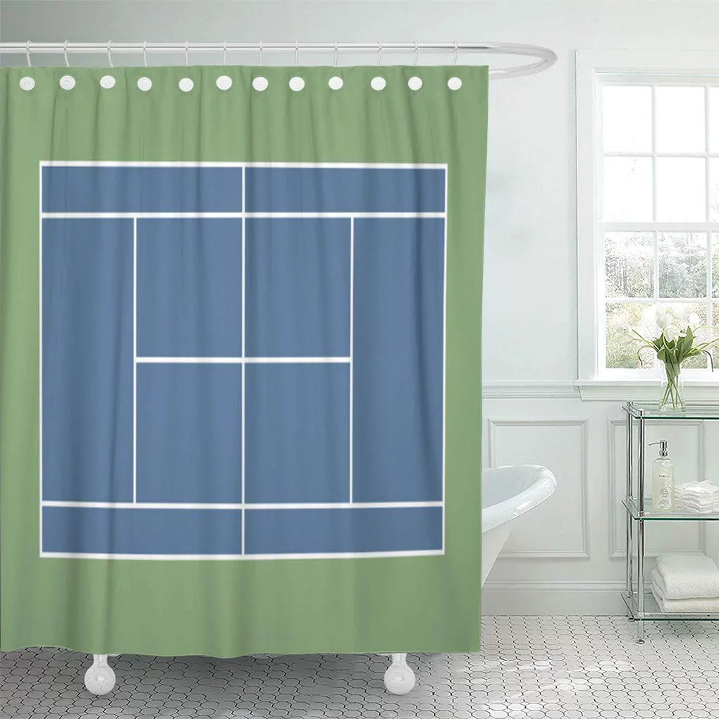 ATABIE Blue Center Us Open Tennis Green Hard Grand Slam Shower Curtain 60x72 inch