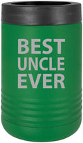 Best Uncle Ever Stainless Steel Engraved Insulated Beer Beverage Holder Can Cooler, Green