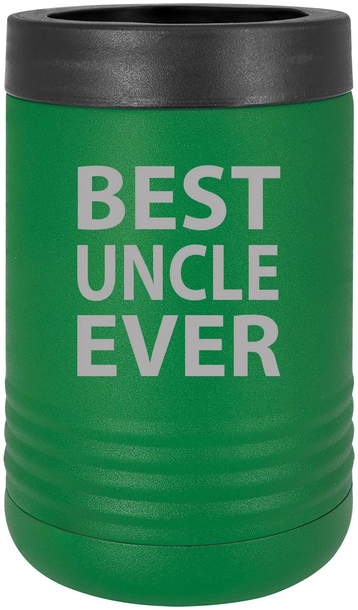 Best Uncle Ever Stainless Steel Engraved Insulated Beer Beverage Holder Can Cooler, Green