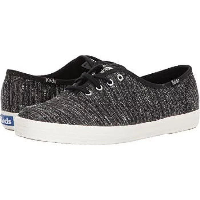keds women's champion lurex stripe fashion sneaker, black, 6.5 m us