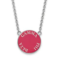 Sterling S. Rh-plated LogoArt Gamma Phi Beta Large Enl Pend With Necklace; 18 inch; for Adults and Teens; for Women and Men