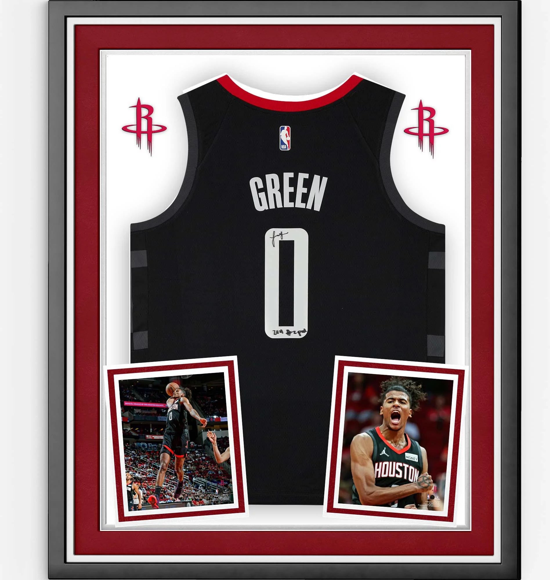 Jalen Green Houston Rockets Deluxe Framed Black Statement Swingman Jersey with 2021 #2 Pick Inscription - Fanatics Authentic Certified