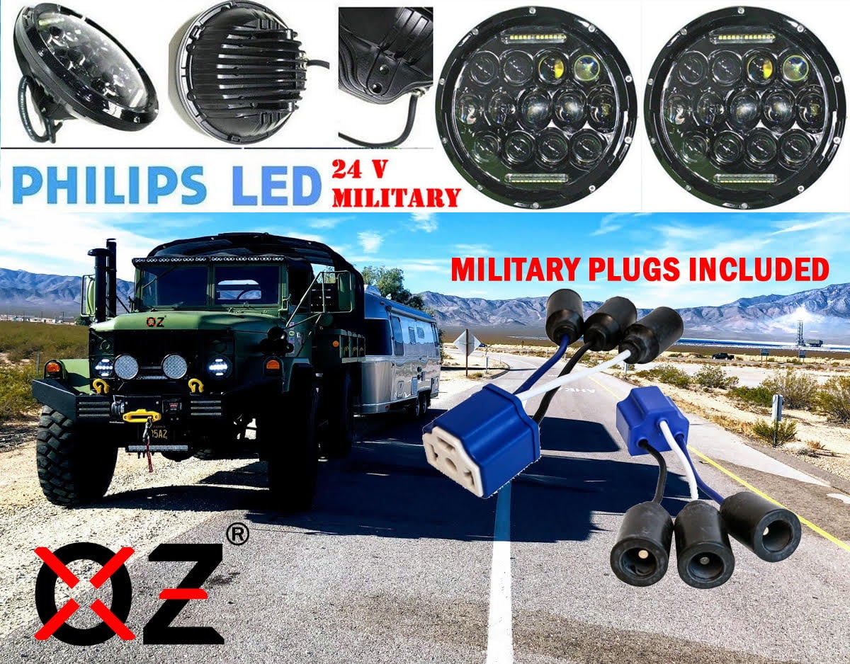 OZ-USA 7 High Output Military LED Headlight 24 Volts Hi/Lo Beam DRL for M35a2 M35 M35a3 M923 Truck HHMMWV M998 Diesel