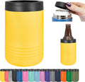 Insulated Stainless Steel 12 Oz Double Wall Can Or Bottle Cooler - Keeps Beverage Cold For Hours - Fits 12 Oz Cans, 12 Oz Bottles And 16 Oz Cans (Yellow)