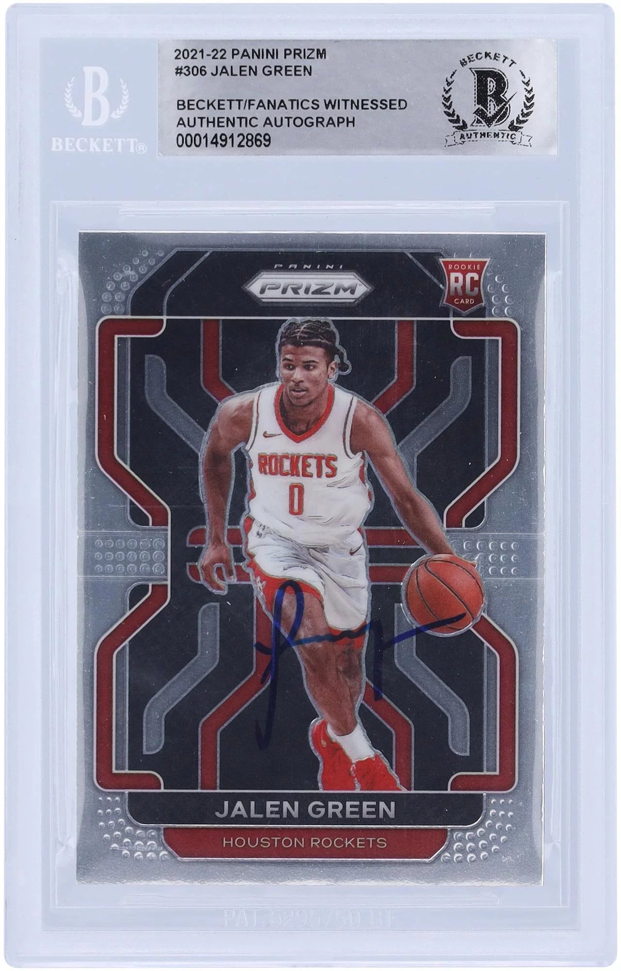 Jalen Green Houston Rockets Autographed 2021-22 Panini Prizm #306 Beckett Fanatics Witnessed Authenticated Rookie Card - Fanatics Authentic Certified