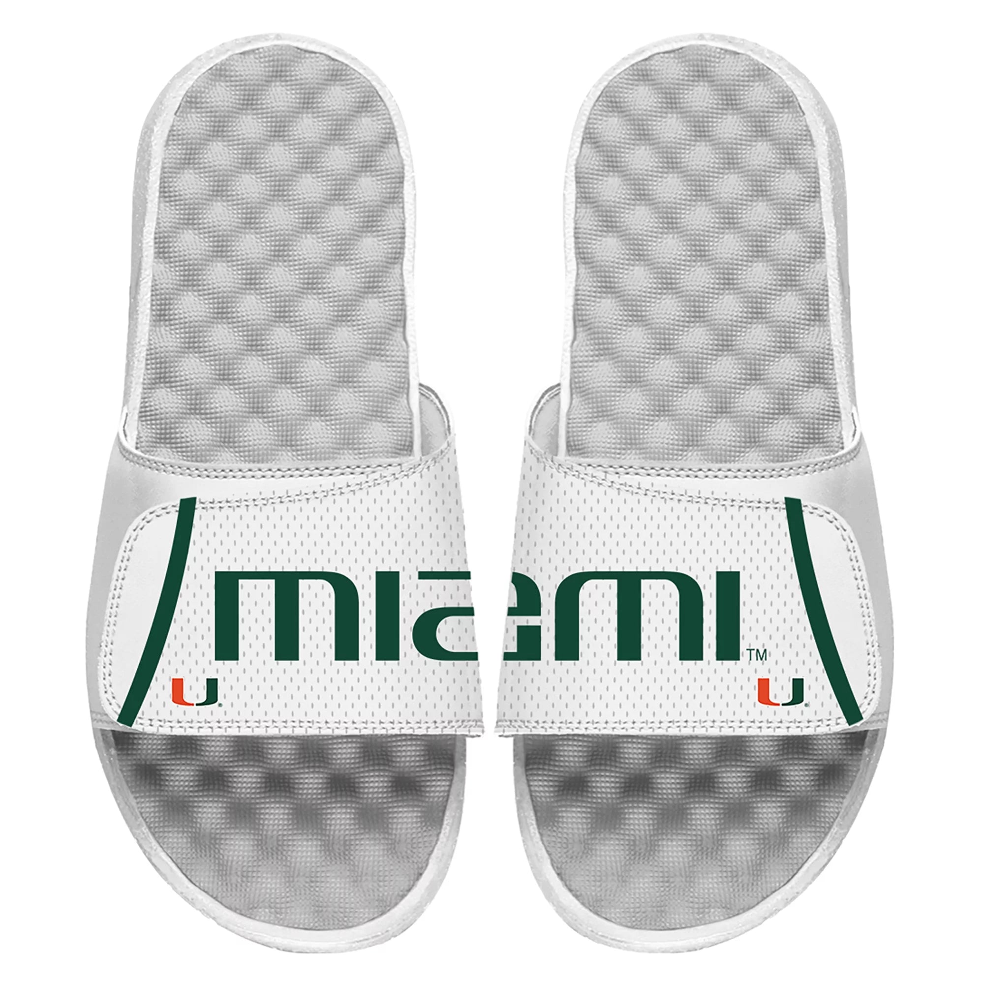 Youth ISlide  White Miami Hurricanes Basketball Jersey Pack Slide Sandals