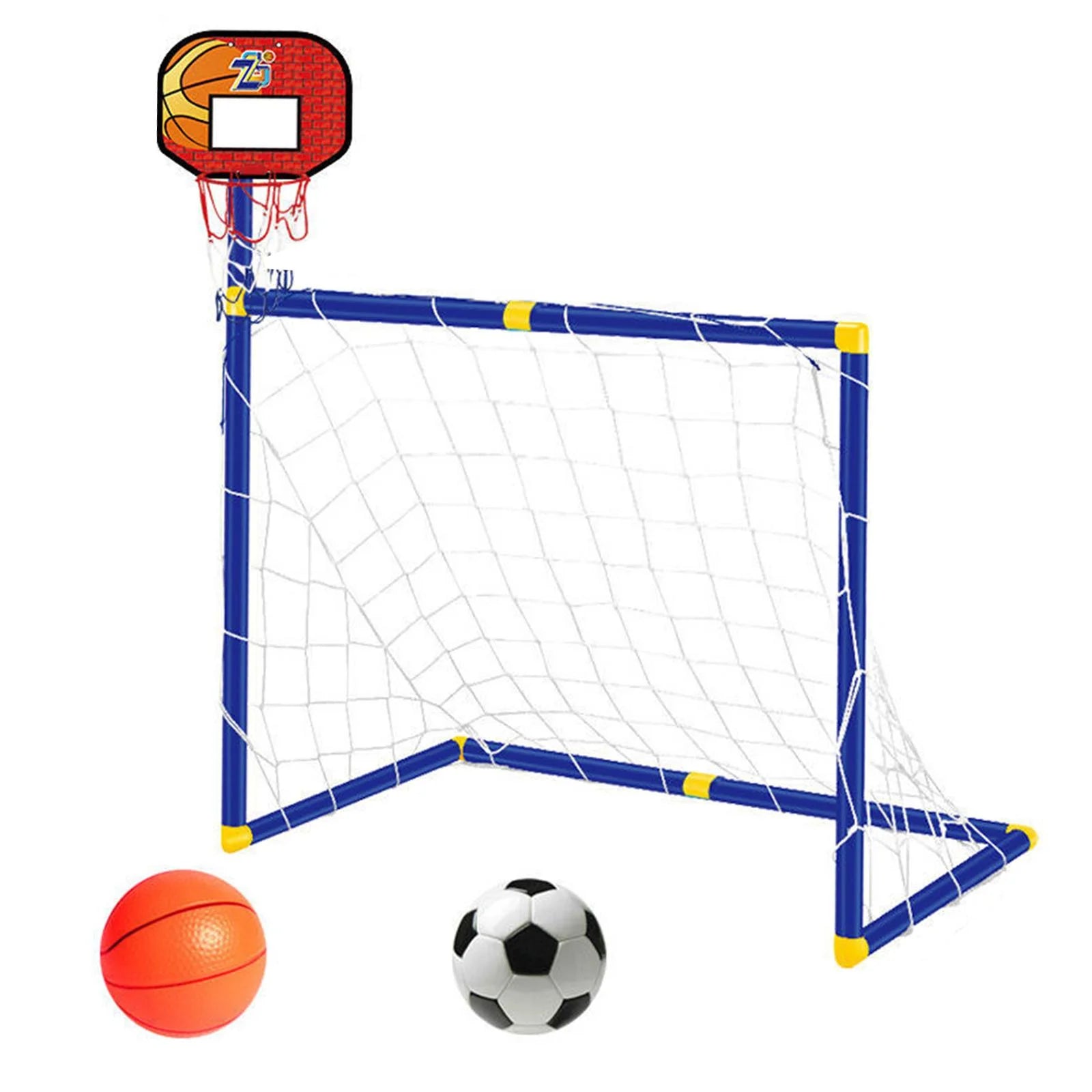 harayaa 2 in 1 Basketball Hoop with Soccer Goal Net for Boys and Girls Easy Assembly Red