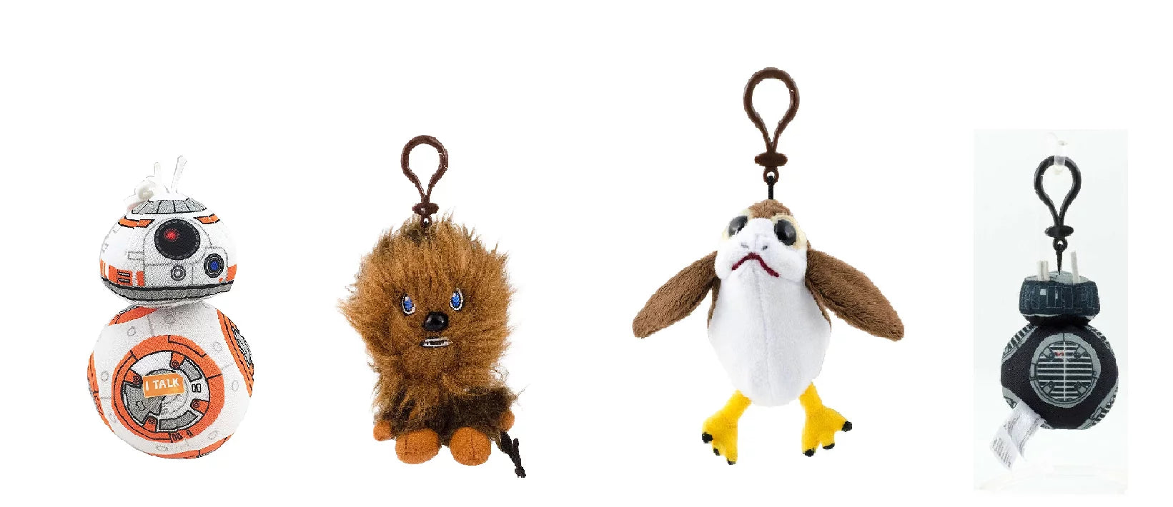 Star Wars Talking 4inch ClipOn Collectible Gift Set (BB8, Chewy, Porg, BB9)