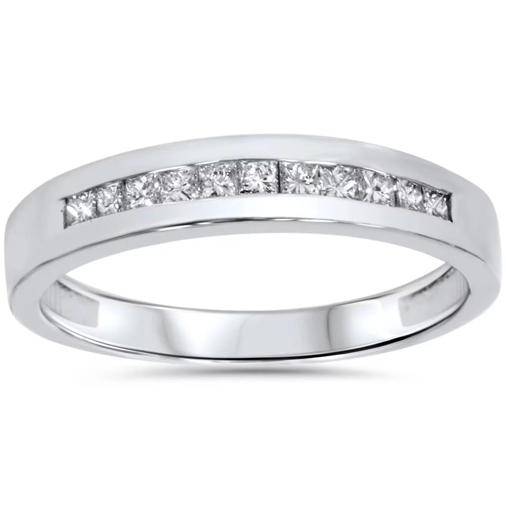 Pompeii 3/8CT Princess Cut Diamond Wedding Channel Set Ring 14K White Gold (G/H,I2)