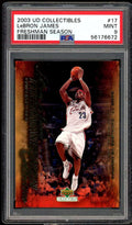 Lebron James Rookie Card 2003 UD Collectibles Freshman Season #17 PSA 9