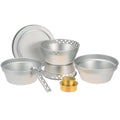 Walmeck Portable Camping Cookware Mess Kit  Stove Spirit  with Stand Pot Pan with Gripper  Cooking Set for Backpacking Hiking Picnic BBQ