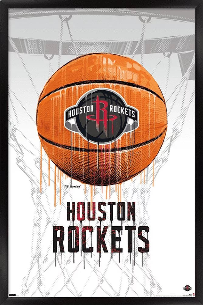 NBA Houston Rockets - Drip Basketball 21 Wall Poster, 14.725 x 22.375, Framed