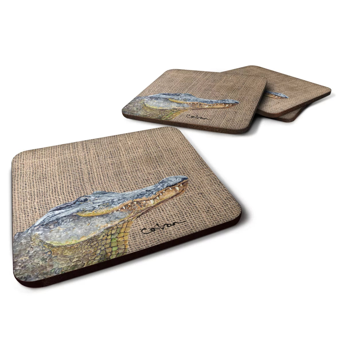 Carolines Treasures 8733FC Alligator Foam Coaster Set of 4, 3 1/2 x 3 1/2, multicolor