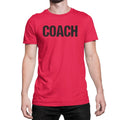 Coach T-Shirt Adult Mens Tee Shirt Front Screen Printed Tshirt Red-Black, XL