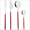 Namzi 40-Piece Silverware Set Stainless Steel Reusable Utensils Forks Spoons Knives Set, Mirror Polished Cutlery Flatware Set, Great for Family Gatherings & Daily Use (10,Red Handle Silver)