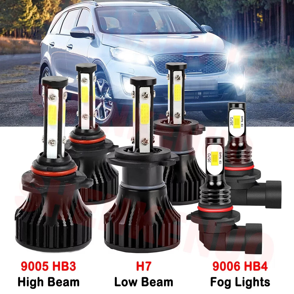 9005 H7 High&Low Beam for Kia Sorento 2019-2020 LED Headlights 9006 Fog Lights 6pcs