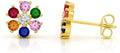 925 Sterling Silver Gold Plated Flower Cluster Stud Earrings, Minimalist, Cubic Zirconia, Giorgio Bergamo Multi