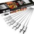 Kabob Skewers for Grilling - Metal Skewers for Kabobs with Slider - Flat BBQ Skewers Stainless Steel - 17 Shish Kabob Grill Skewers & Ideal Kabob Sticks for Meat Shrimp Chicken Veggie(10PCS)