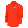 Men's Antigua Orange Miami Dolphins Team Logo Throwback Tribute Quarter-Zip Pullover Top