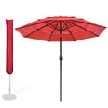 Yescom 10 Ft 3 Tier Patio Umbrella with Protective Cover Crank Push to Tilt Garden