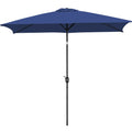 Renwick 6.5x10ft Outdoor Rectangle Umbrella with Hand Crank and Push Button Tilt, Navy Blue