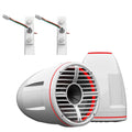 Wet Sounds REV 10 HD 10 Horn Loaded Compression Driver Tower Speakers with XW Grills & Swivel Surface Mounts, 300 Watts RMS, White, Pair