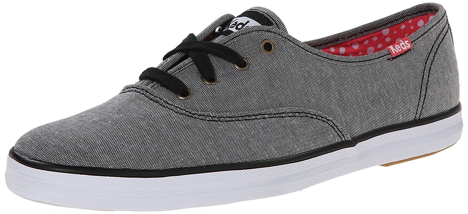 Keds Women's Champion Chambray Fashion Sneaker, Black, 5 M US