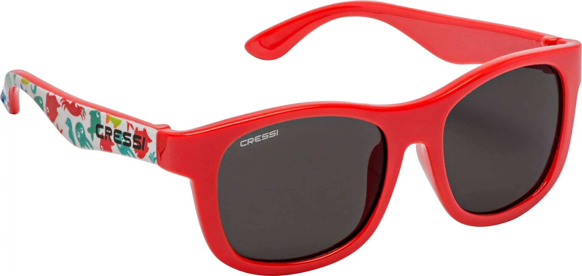 Cressi Child Teddy Waves Mirrored Lens Sunglasses (Aqua Pets/ Red - Smoked Lenses, Teddy: 3 - 5 Years)