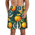 Kll Fresh Orange Men'S Casual Summer Beach Shorts Hawaiian Shorts With Pockets-Small