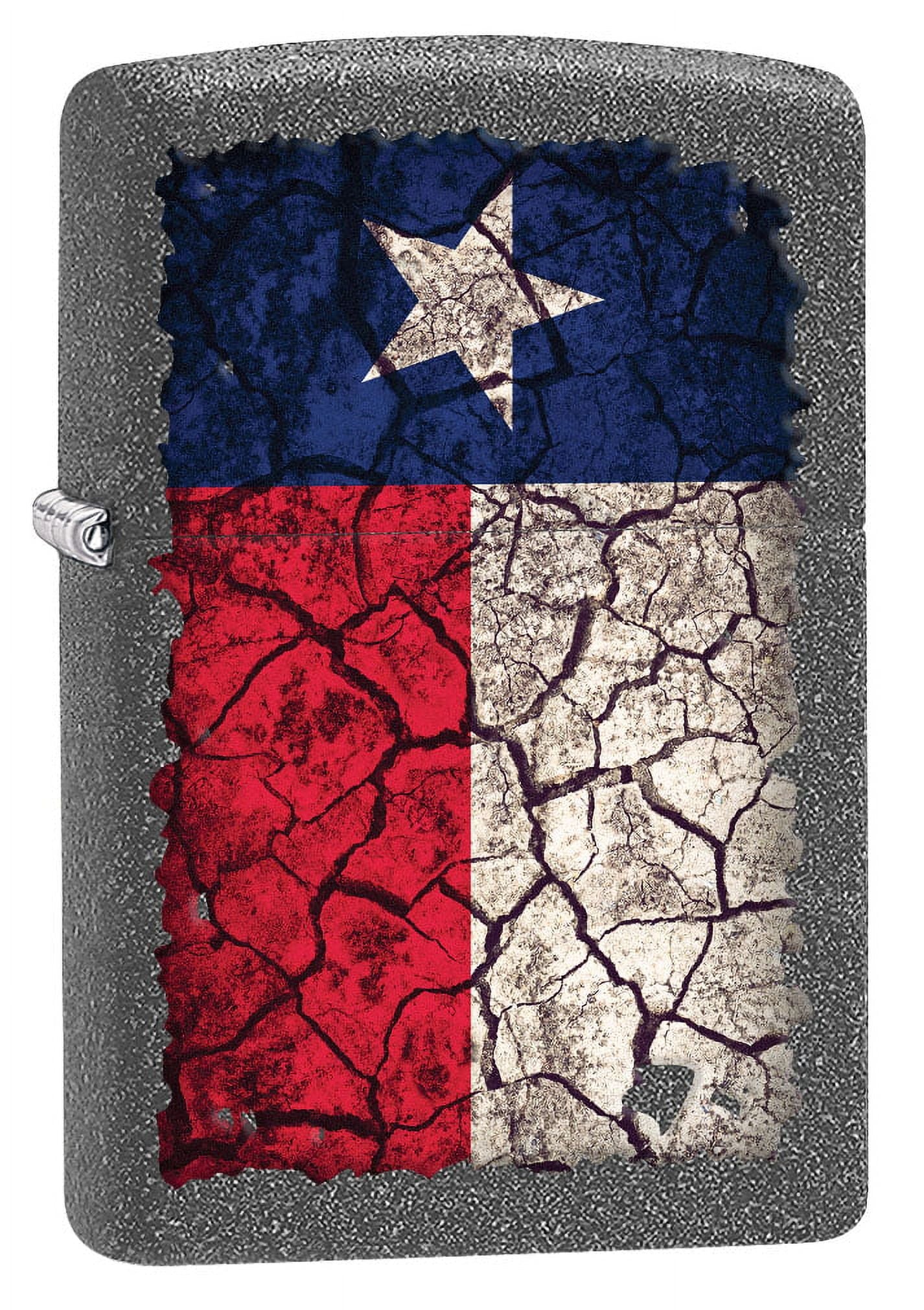 Zippo Lighter: Texas Flag, Cracked Soil - Iron Stone 80675