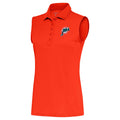 Women's Antigua Orange Miami Dolphins Throwback Logo Sleeveless Tribute Polo