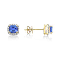 Diamond Created Square Round Halo Stud Earrings 14k White Gold Plated HOT Studs