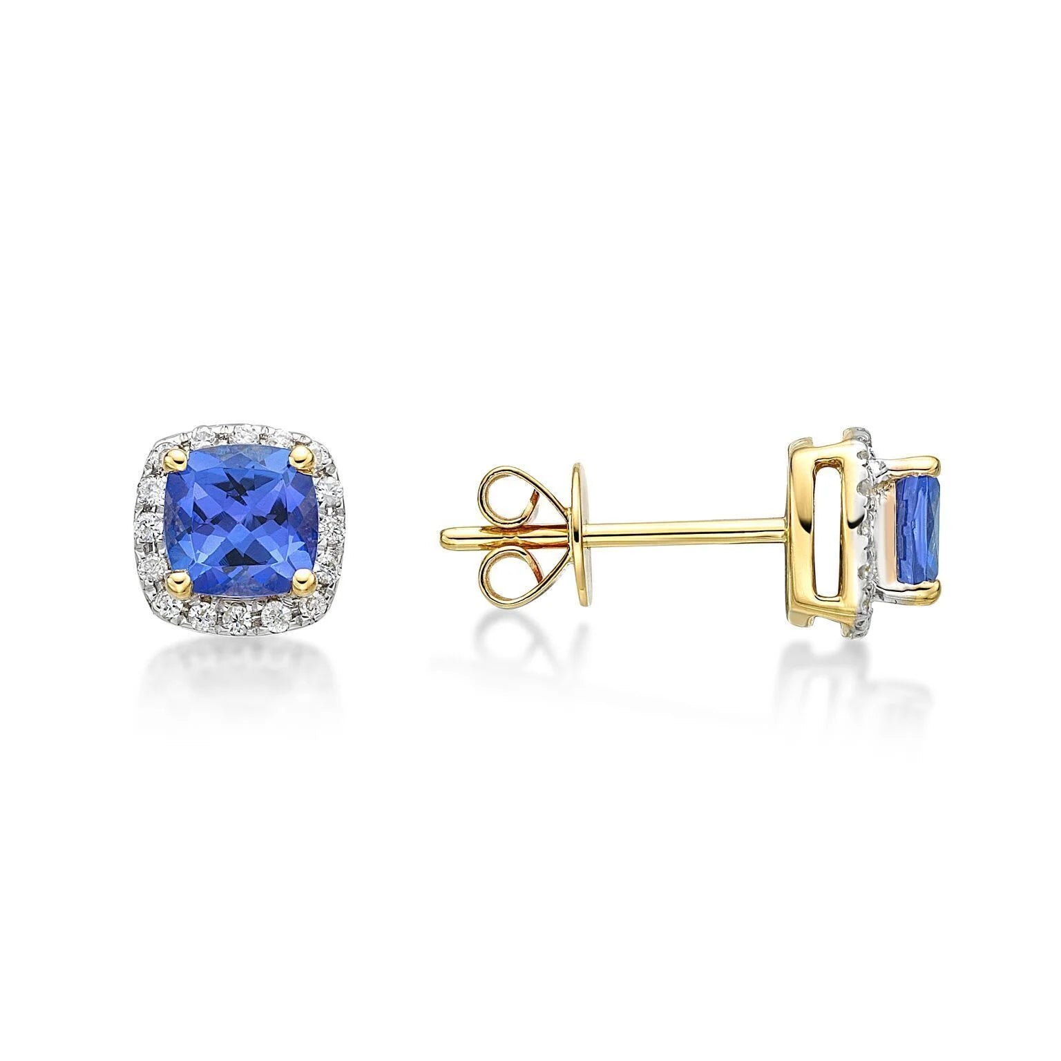 Diamond Created Square Round Halo Stud Earrings 14k White Gold Plated HOT Studs
