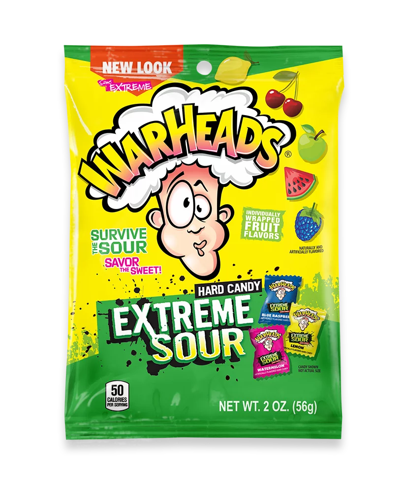 Warheads, Extreme Sour Hard Candy, Count 12 (2 oz) - Sugar Candy / Grab Varieties & Flavors
