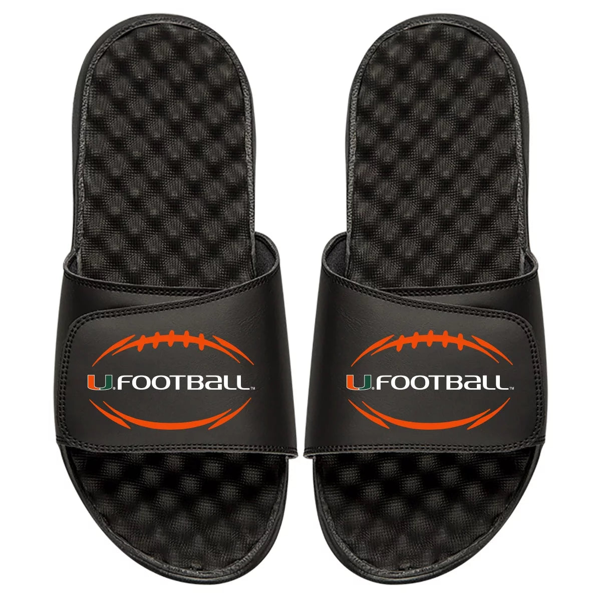Youth ISlide Black Miami Hurricanes Football Logo Slide Sandals