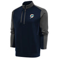 Men's Antigua Navy/Charcoal Miami Dolphins Team Logo Throwback Team Quarter-Zip Pullover Top