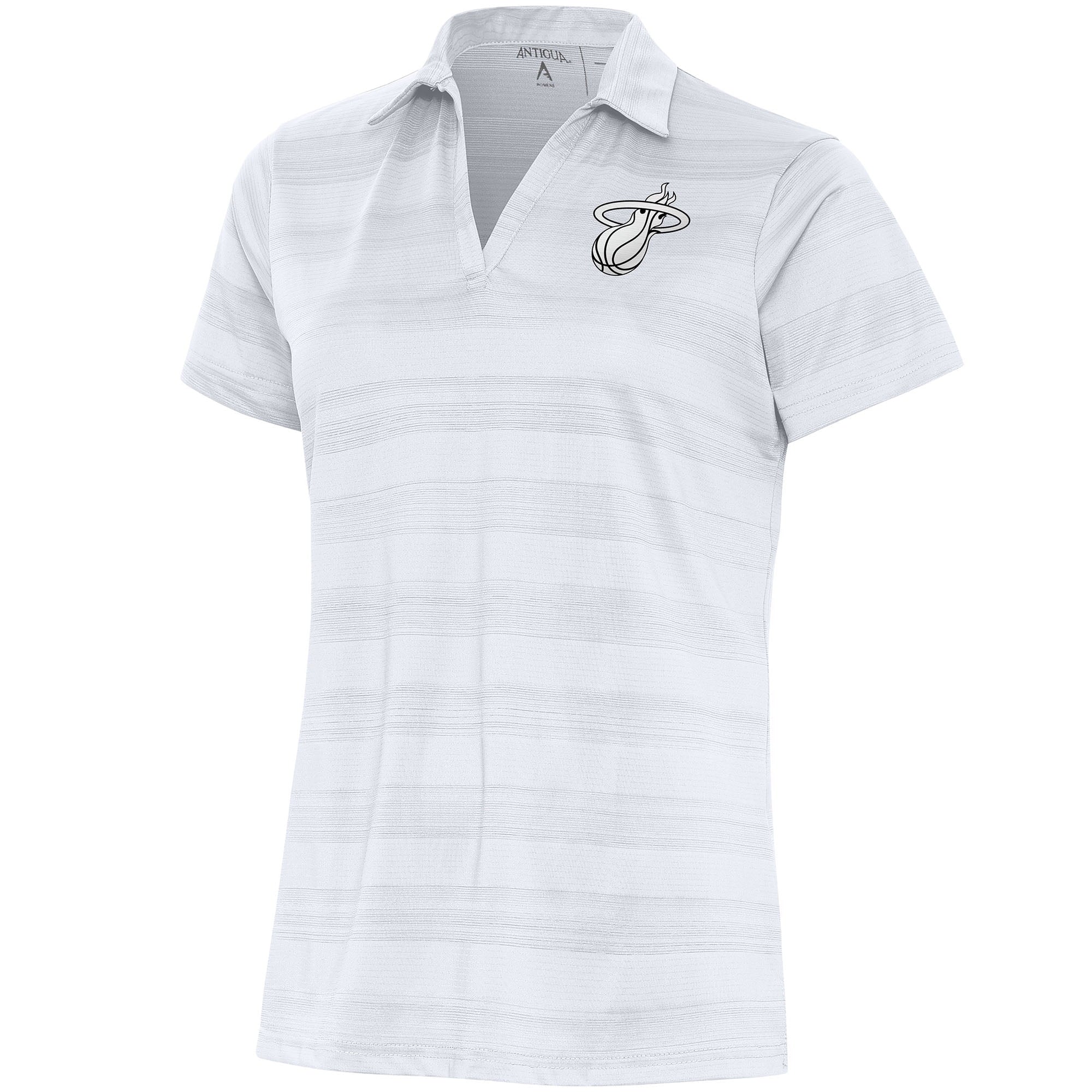 Women's Antigua  White Miami Heat Brushed Metallic Compass Polo