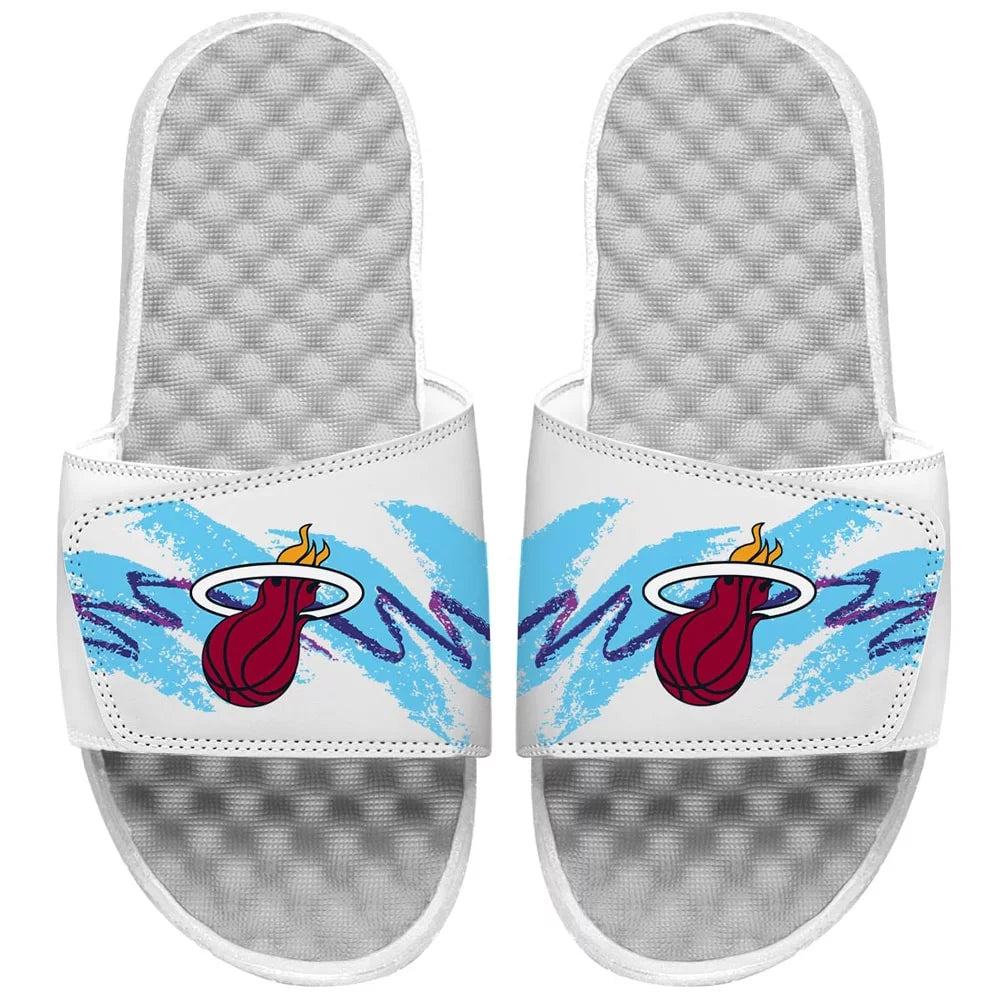 Men's ISlide White Miami Heat 90s Paper Cup Slide Sandals