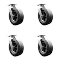 BBQ Smoker Grill Flat Free All Terrain Caster Wheel Set ¨C 10 Inch Easy Roll, No Flat, Maintenance Free Solid Rubber Wheels ¨C Industrial Grade ¨C 4 Swivel Casters ¨C Set of 4 ¨C Service Caster