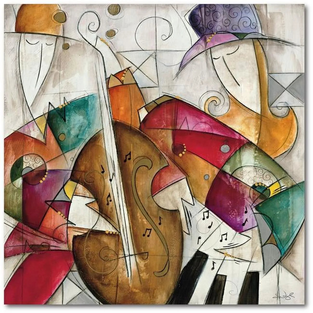 Courtside Market WEB-AC387-16x16 16 x 16 in. Jam Session II Gallery-Wrapped Canvas Wall Art