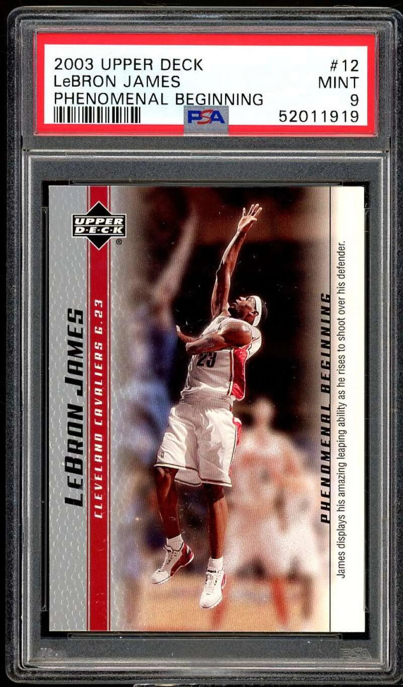 LeBron James Rookie Card 2003 Upper Deck Phenomenal Beginning #12 PSA 9