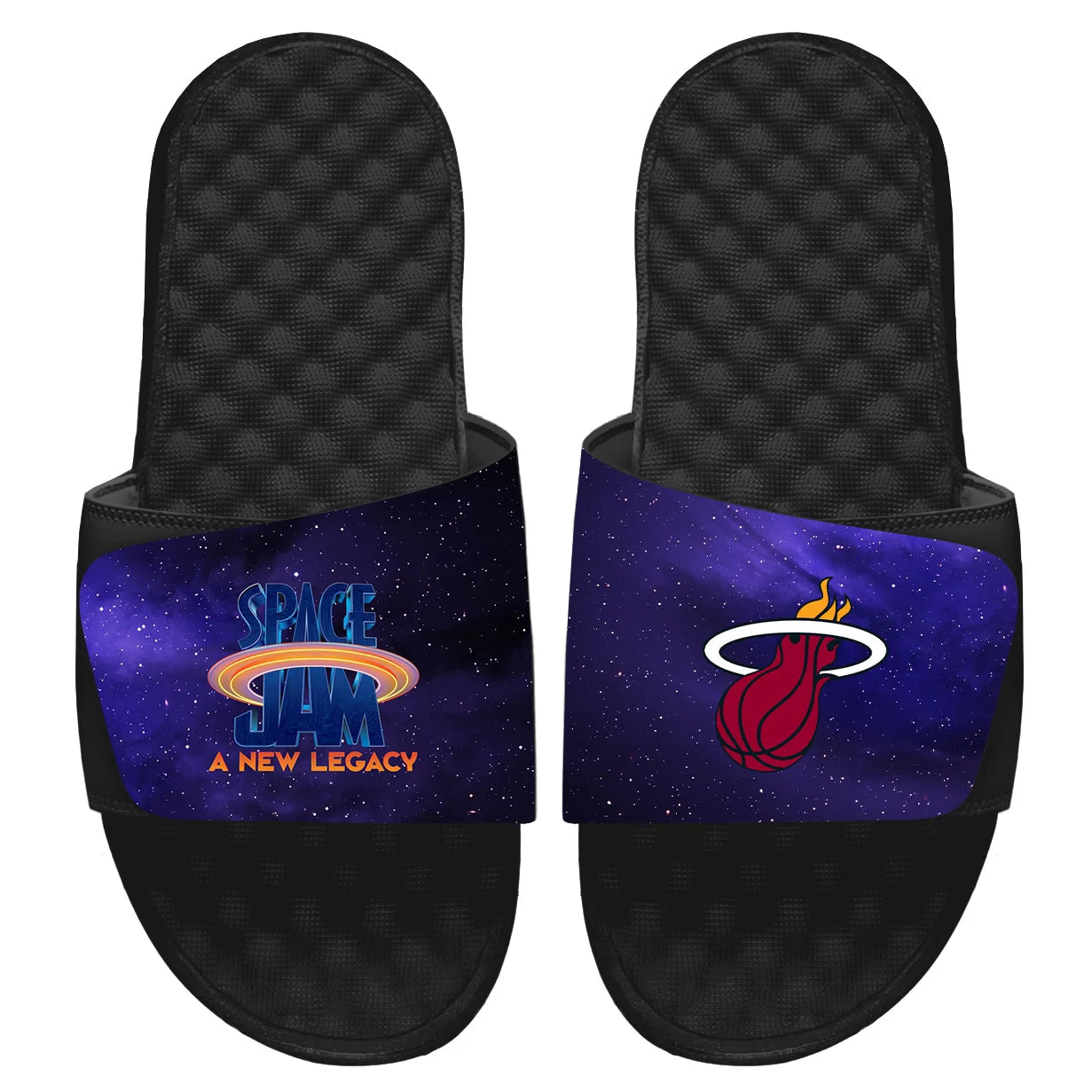 Men's ISlide Black Miami Heat Space Jam 2 Galaxy Slide Sandals