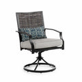 Greemotion Sinta 2-Piece Outdoor Black Metal Swivel Dining Chairs