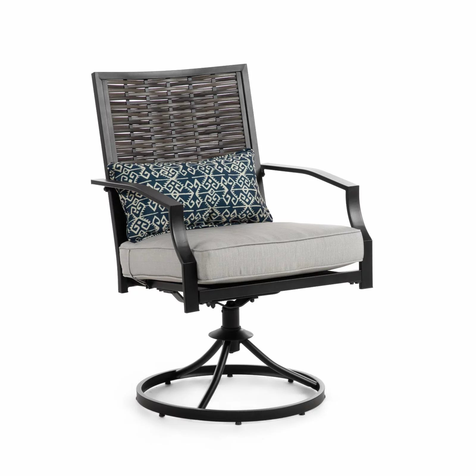 Greemotion Sinta 2-Piece Outdoor Black Metal Swivel Dining Chairs