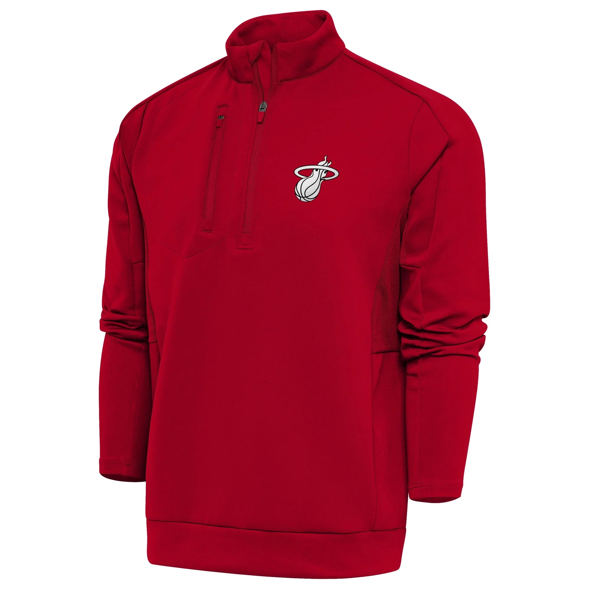 Men's Antigua Red Miami Heat Metallic Logo Generation Quarter-Zip Top