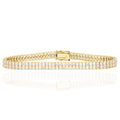 14K Yellow Gold Two-Row Chanel Set Princes Cut Created Diamond Tennis Bracelet