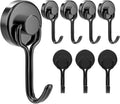 8 Pack Magnetic Hooks Heavy Duty for Hanging, Strong Neodymium Magnet Hook with Scratch-Resistant Base, Swivel Hanger Utility Hooks for Refrigerator, Cruise Cabins, Wall, Grill, Key, Kitchen, Black