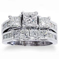 Pompeii 3 1/2ct Princess Cut Diamond Engagement Ring Wedding Set 14K White Gold (G/H,I1)