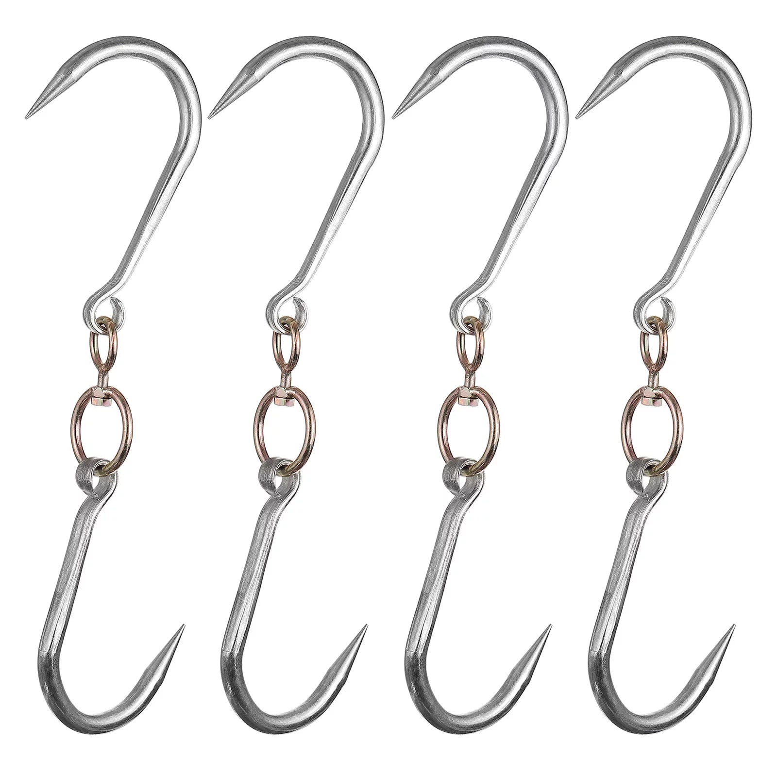 Uxcell 11.3'' Swivel Meat Hooks, 0.57'' Thickness Galvanized Processing Butcher Hooks, 4 Pack